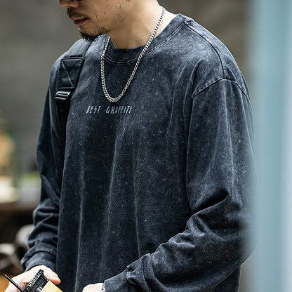 Long-sleeved Loose Round Neck T-shirt A0514