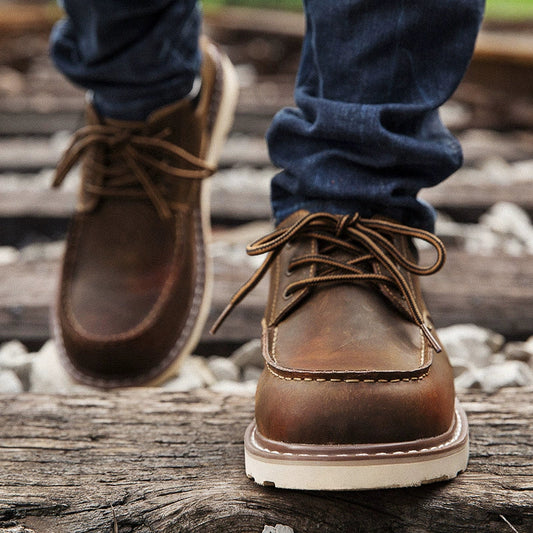 American Low-top Leather Big Head Boots A0578