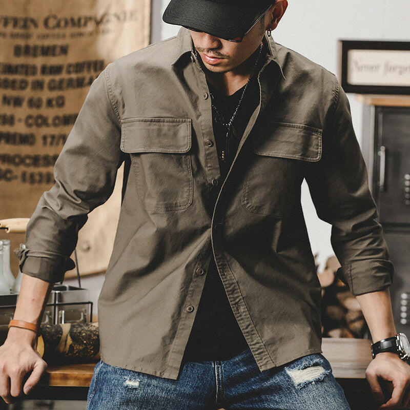Chest Pockets Long-sleeved Shirt P0079.
