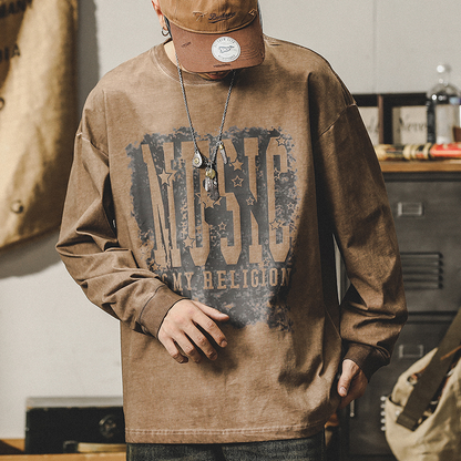 American Retro T-shirt Men's Long-sleeved A0835