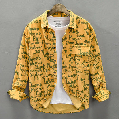 Long-sleeved Retro Printed Shirt A0125