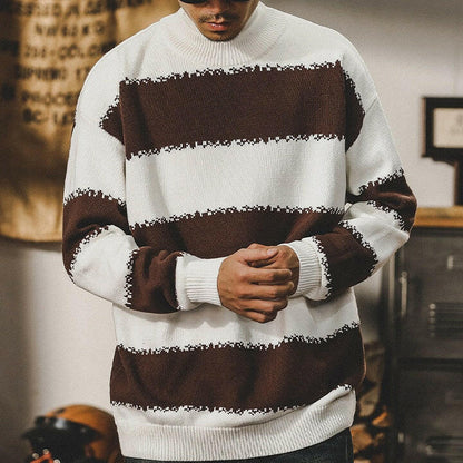 Striped Sweater Men Round Neck A0686