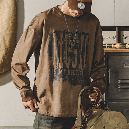 American Retro T-shirt Men's Long-sleeved A0835