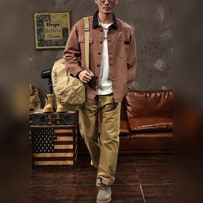 Splice Lapel Denim Shirt Jacket  A1056