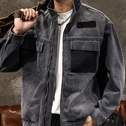 Stand Collar Denim Jacket A1065