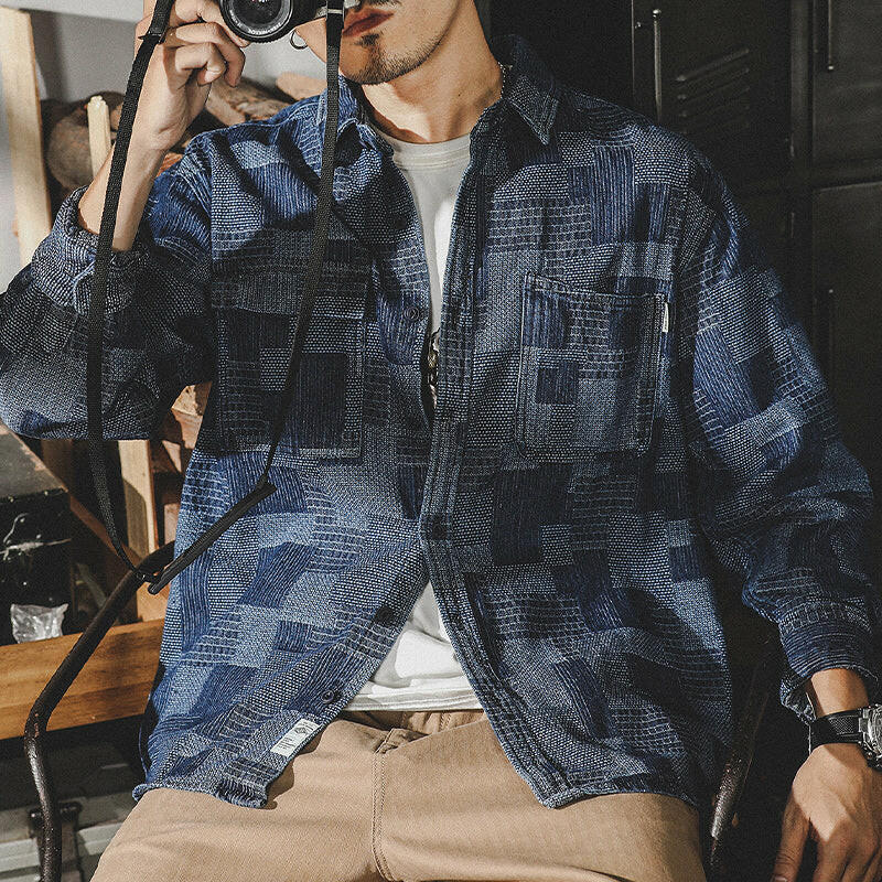 Long-sleeved Plaid Retro Shirt P0087.