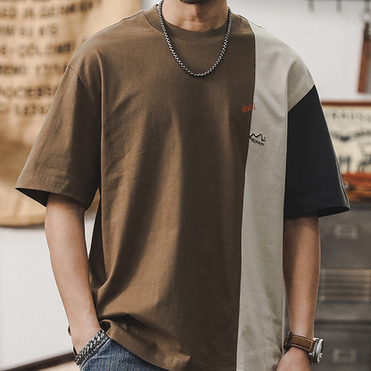 Contrast Color Short-sleeved T-shirt A0938