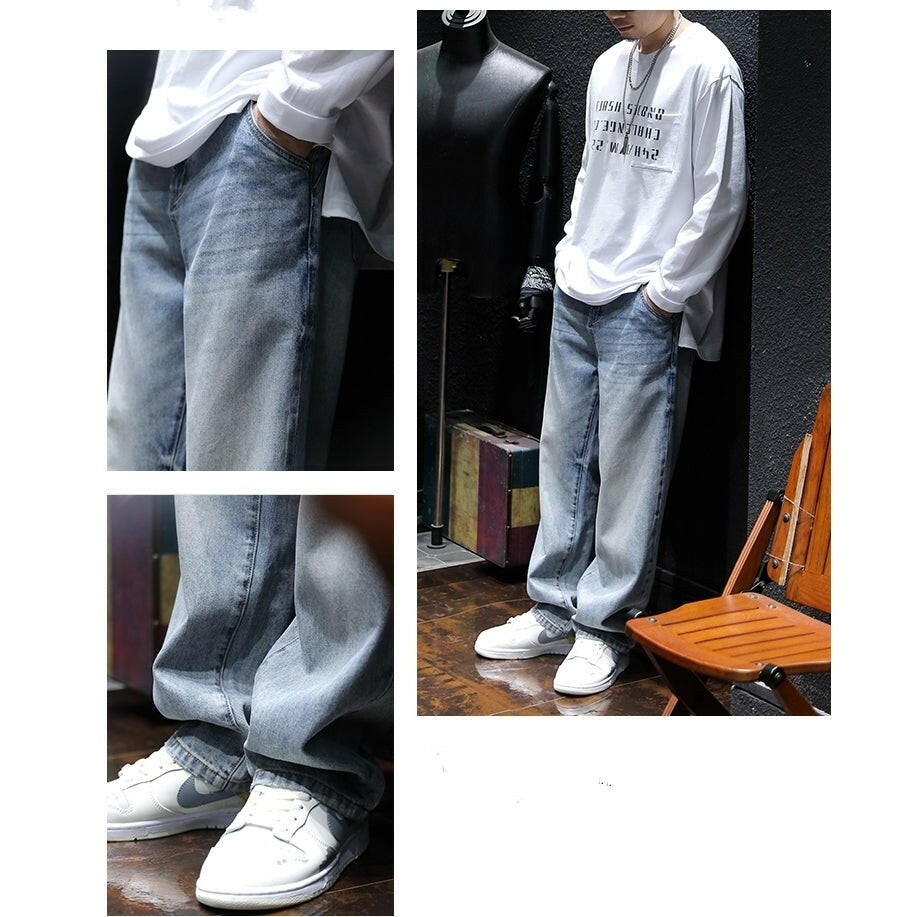 Light-colored Simple Straight Jeans P0063.