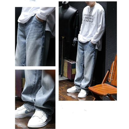 Light-colored Simple Straight Jeans P0063.