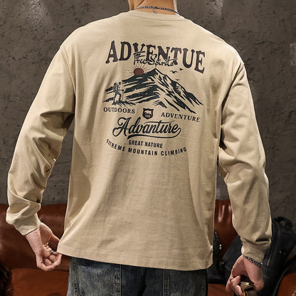 Mountain Print Long-sleeved T-shirt A1043