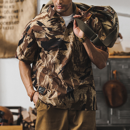 Loose Camouflage Casual Half-sleeved Polo Shirt A0950