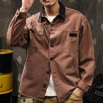 Splice Lapel Denim Shirt Jacket  A1056