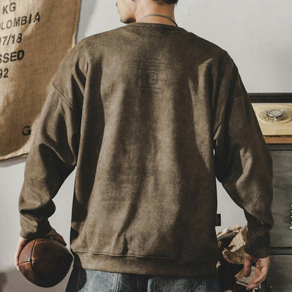 Suede Round Neck Sweatshirt A0308