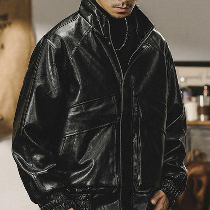 Biker Leather Jacket Men A0683