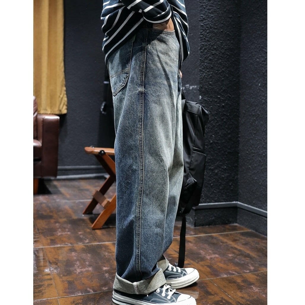 Straight Simple Loose Jeans P0047.