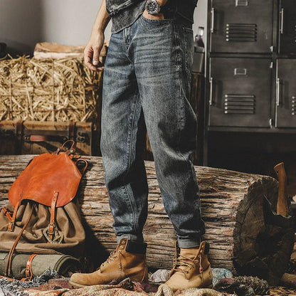 Paris Button Classic Vintage Jeans Men A0719