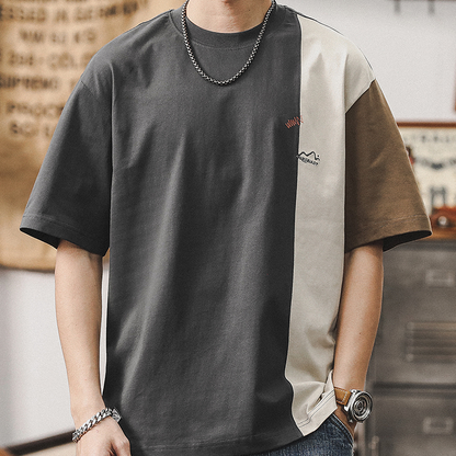 Contrast Color Short-sleeved T-shirt A0938