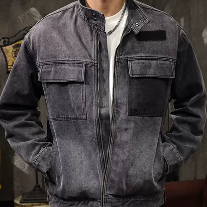 Stand Collar Denim Jacket A1065