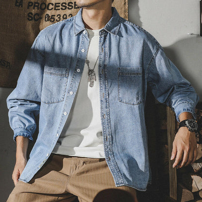 Simple Denim Long-sleeved Shirt A0100