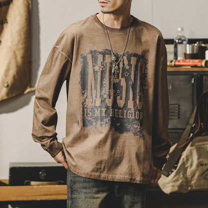 American Retro T-shirt Men's Long-sleeved A0835