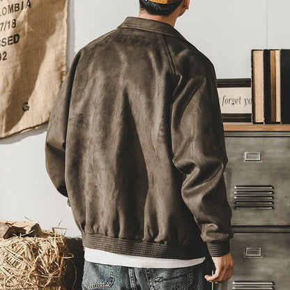 Suede Baseball Padded Jacket A0629