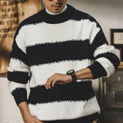 Striped Sweater Men Round Neck A0686