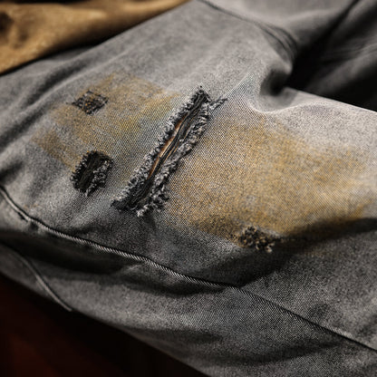 Ripped Straight Denim Shorts A1010