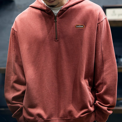 Half Zipper Sweatshirt Hooded A1046