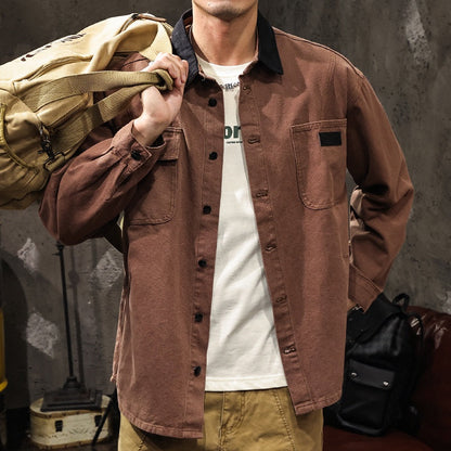 Splice Lapel Denim Shirt Jacket  A1056