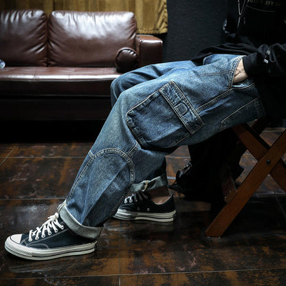 Multi-pocket Loose Men's Pants P0037.