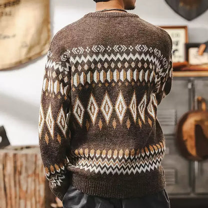 Retro Jacquard Knit Sweater A1165