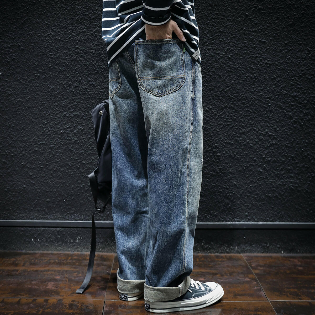 Straight Simple Loose Jeans P0047.