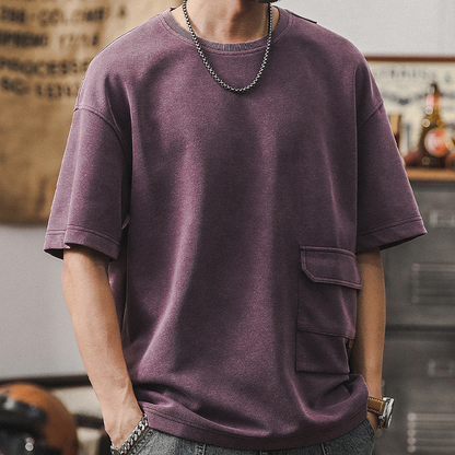 Front Pocket Retro T-shirt A0936