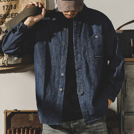 Long-sleeved Casual Vintage Workwear A0840