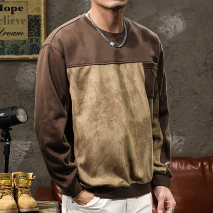 Splicing Round Neck Sweatshirt A1061
