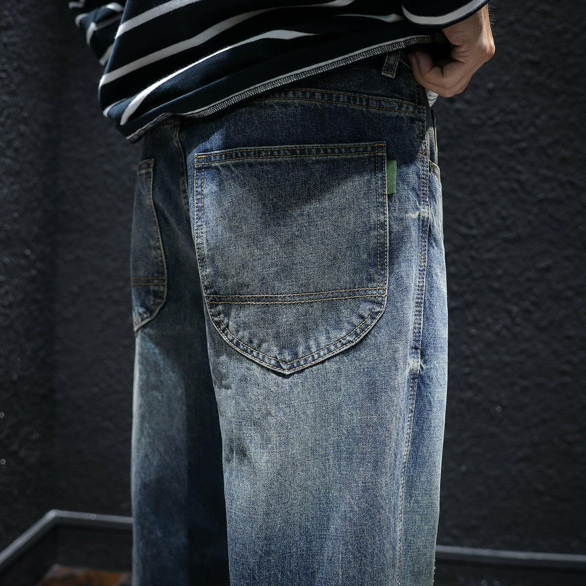 Straight Simple Loose Jeans P0047.