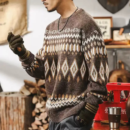 Retro Jacquard Knit Sweater A1165