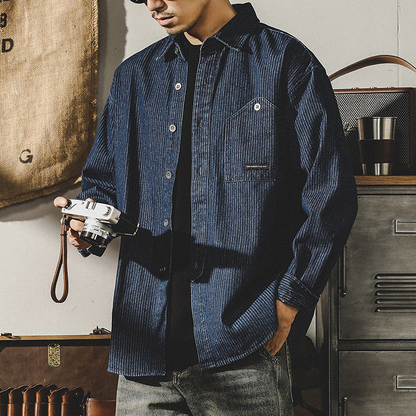 Long-sleeved Casual Vintage Workwear A0840