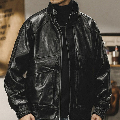 Biker Leather Jacket Men A0683