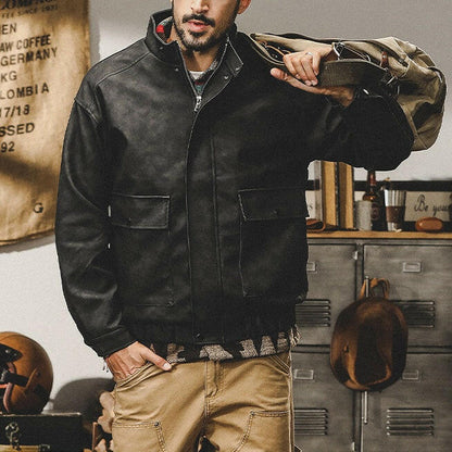 Classic Retro Biker Leather Jacket A0642