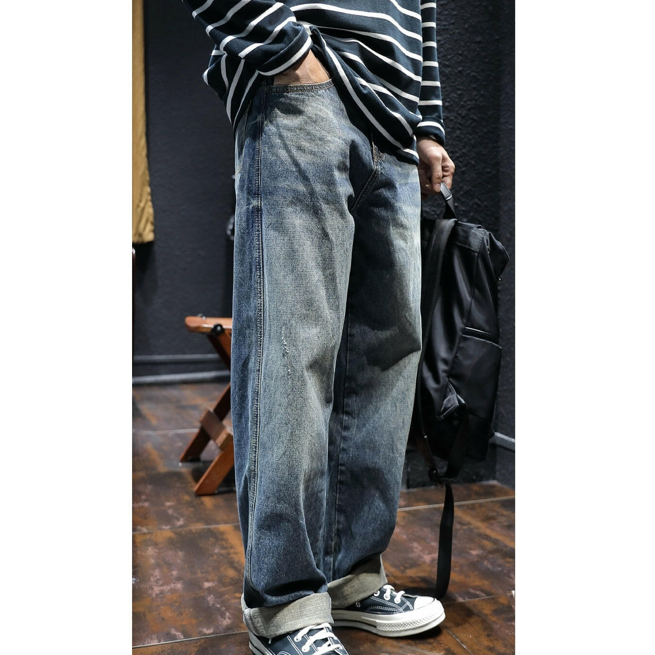 Straight Simple Loose Jeans P0047.