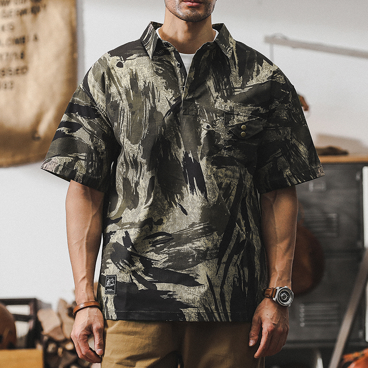 Loose Camouflage Casual Half-sleeved Polo Shirt A0950
