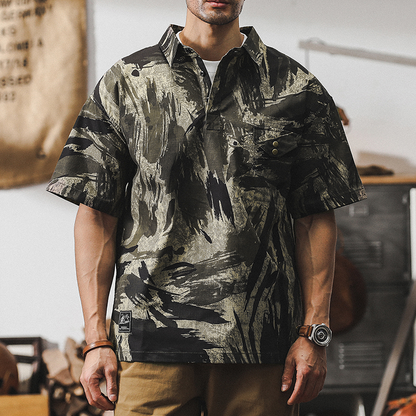 Loose Camouflage Casual Half-sleeved Polo Shirt A0950