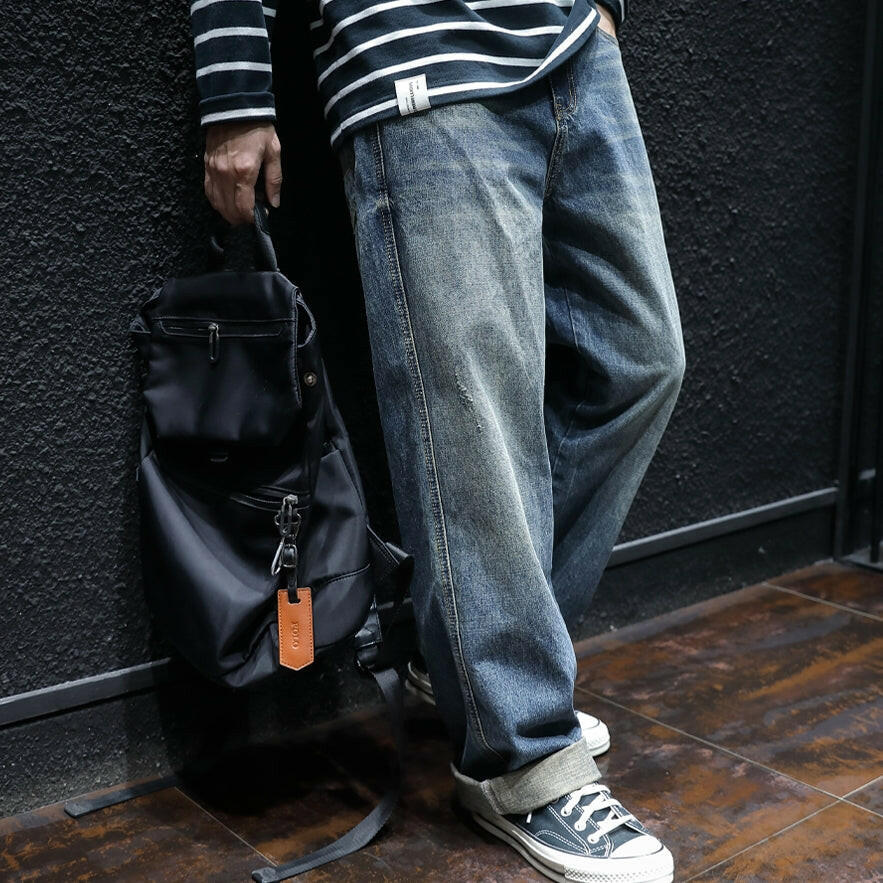 Straight Simple Loose Jeans P0047.