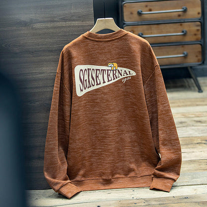 Print Long-Sleeved Loose Big Yards Round Neck T-shirt A0391