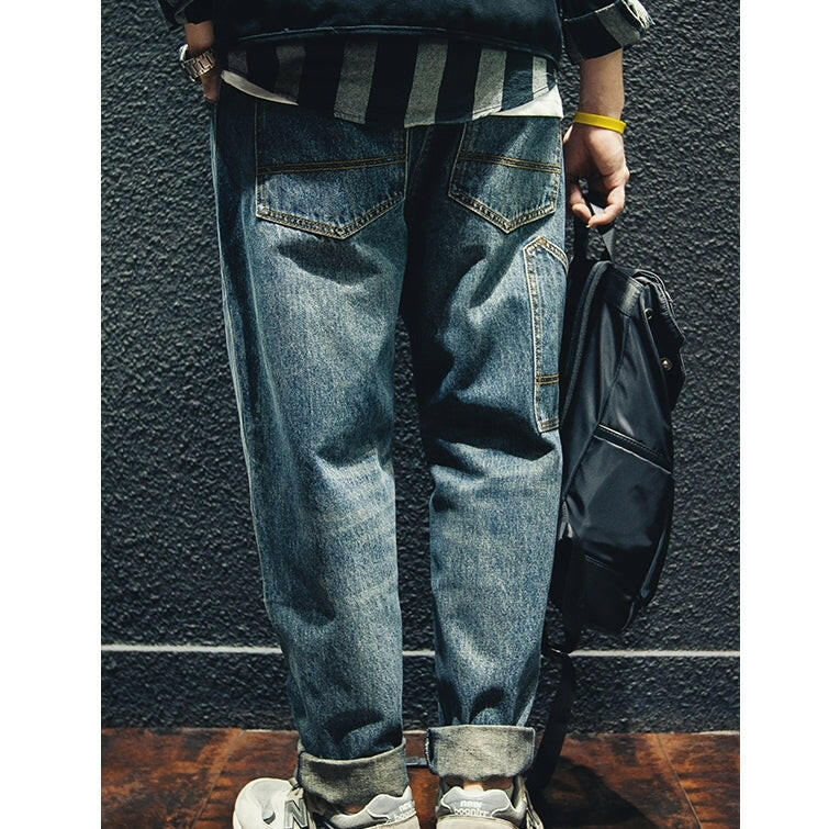 Side Pocket Straight Jeans P0018.