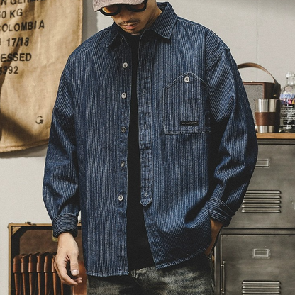 Long-sleeved Casual Vintage Workwear A0840