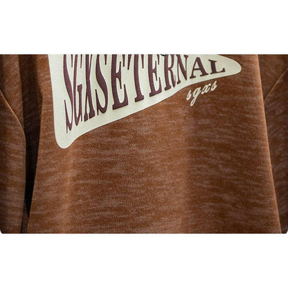 Print Long-Sleeved Loose Big Yards Round Neck T-shirt A0391