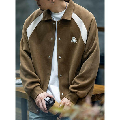 Color Clashing Loose Lapel Casual Jacket A0398