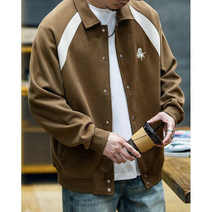 Color Clashing Loose Lapel Casual Jacket A0398